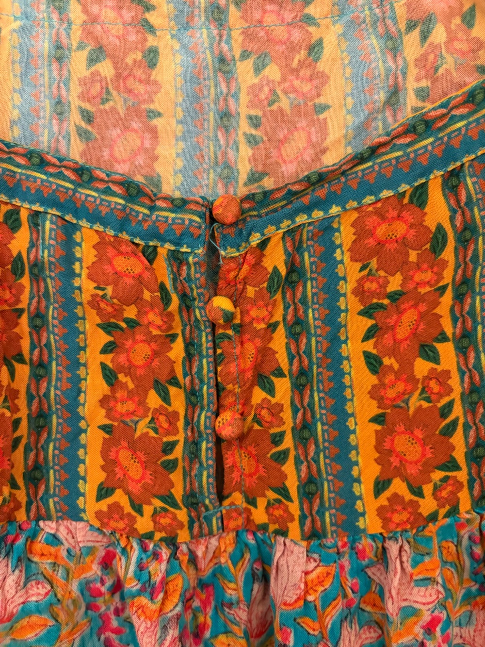 NATURAL LIFE Patti Side Slit Maxi Dress with Teal & Orange Accents - Picture 6 of 7